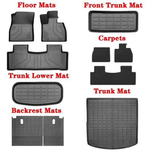 For BYD SEALION 7 2024 2025 TPE Car Floor Mats (Only RHD), All Weather Waterproof Backrest Trunk Frunk