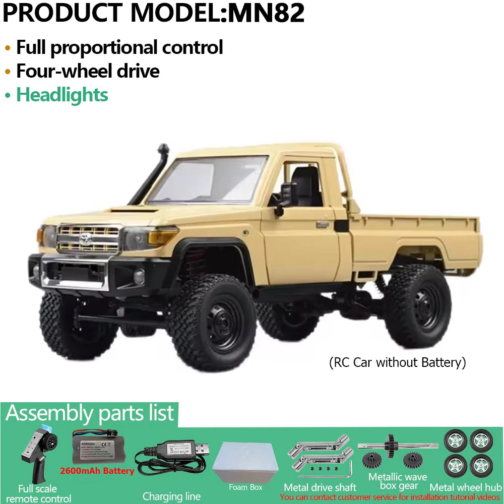 MN82PRO MN82 1/12 RC Car 4WD 2.4G Remote Control Car Simulation Classic All-terrain Off-road LED Light RC Truck Toys As Kid Gift