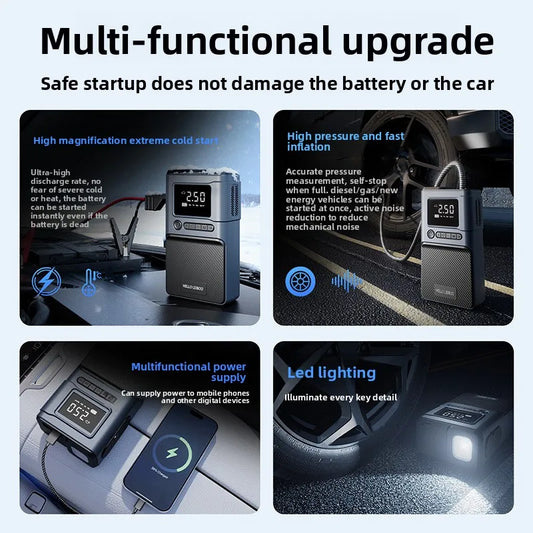 SUKIN Smart Edition Jump Starter Power Bank With Air Pump 12V 2000A Portable Booster Jump Starter With LED Lights Vehicle tools