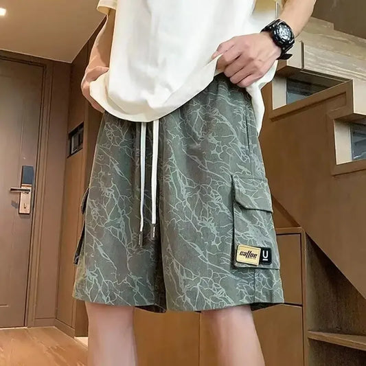 Men's American Workwear Summer Shorts Loose Fit Casual Sporty Lightweight Straight Leg High Street Trendy Versatile Mid-Length