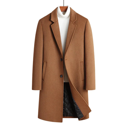 Long Jacket Men Clothing Men's Autumn Trench Coat Warm Woolen Overcoat Male Winter Men's Wear Woollen Coat Male Warm Mens New