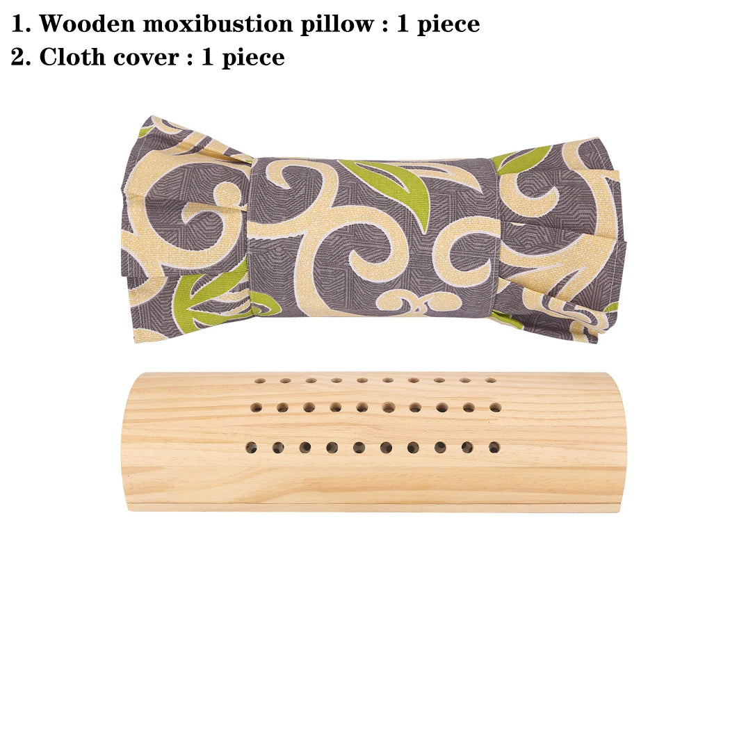 Wooden Moxibustion Pillow Cervical Pillows Neck Waist Warm Massage Moxa Stick Burner Body Relax Joint Pain Relief Health Care