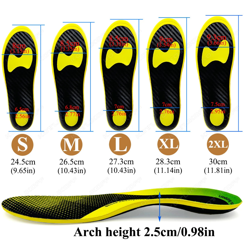 Full Palm Carbon Fiber Insoles High Elasticity Shock Absorption Outdoor Sports Running 3D Arch Support Ultra Light High Strength