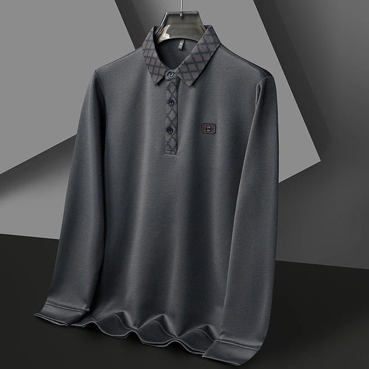 High quality brand long sleeved men's polo shirt autumn fashion personality collar and Z-letter badge design casual Paul T-shirt