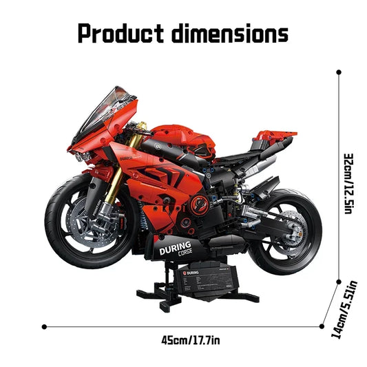 ToylinX 1:5 Motorcycle Building Blocks Set 2024pcs Technical Racing Super Motorbike Model Kids DIY Assembled Toys Gifts For Boys