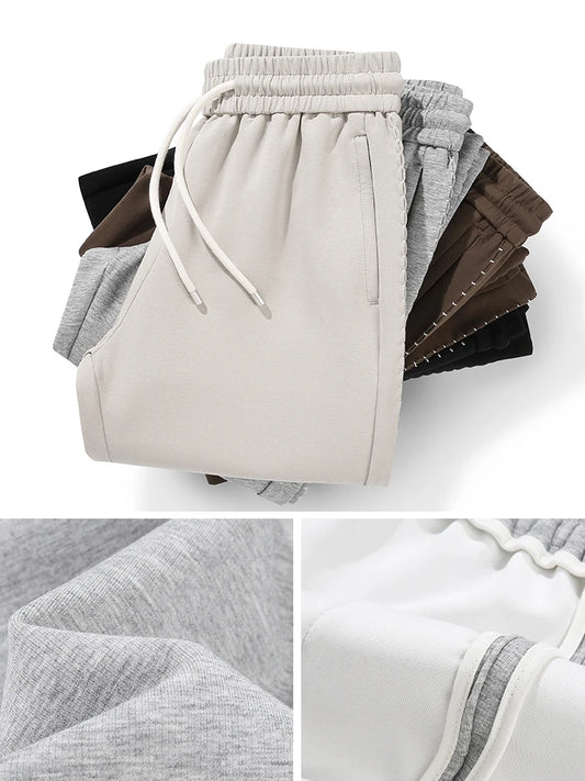 2025 Autumn New Heavy Cotton Sweatpants Men High Quality Air Layer Fabric Loose fit Straight Sport Pants Draped Knitting Trouser