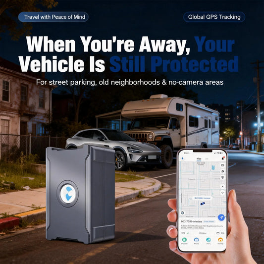 Wireless Car GPS Tracker Anti-Theft, Global Real-Time Vehicle Tracking with IoT SIM, Geo-Fence & Vibration Alarm, 15+ Days