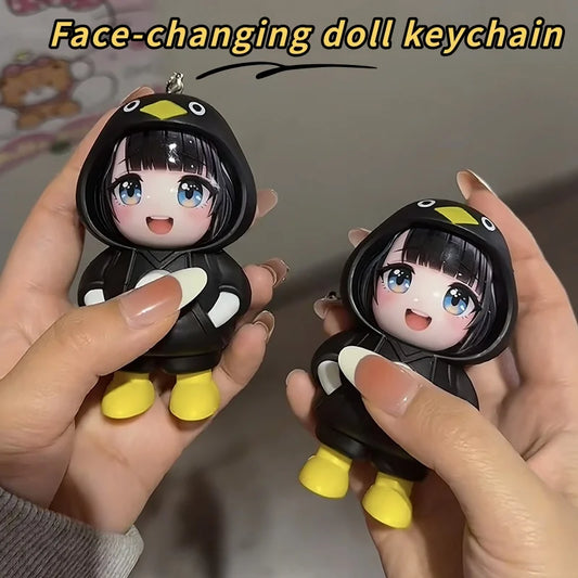 Gugugaga Penguin Keychains Anti-stress Keycap Keychains Cute Penguin Girl Keyrings Bag Charms Gifts 키캡