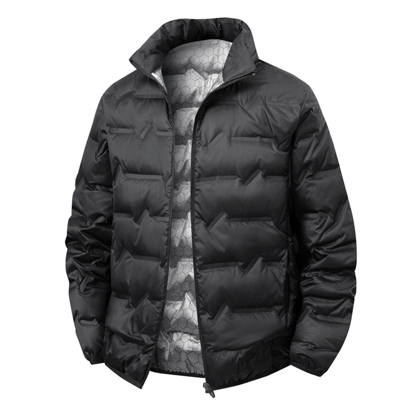 Solid-color middle-aged down jacket for winter warmth, padded lapel cardigan, thick and versatile down jacket