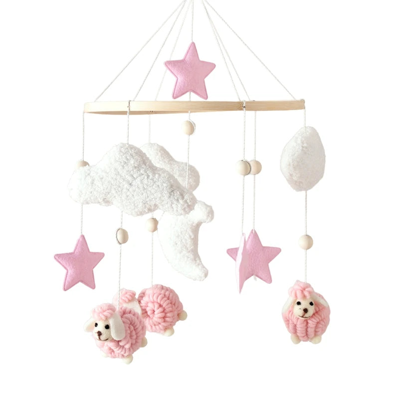 Baby Mobile Toy Wooden 0-12 Months Rattle Toy Baby Crib Mobile Toy Teddy Plush Alpaca Crib Bell Hanging Toy Baby Crib Bracket