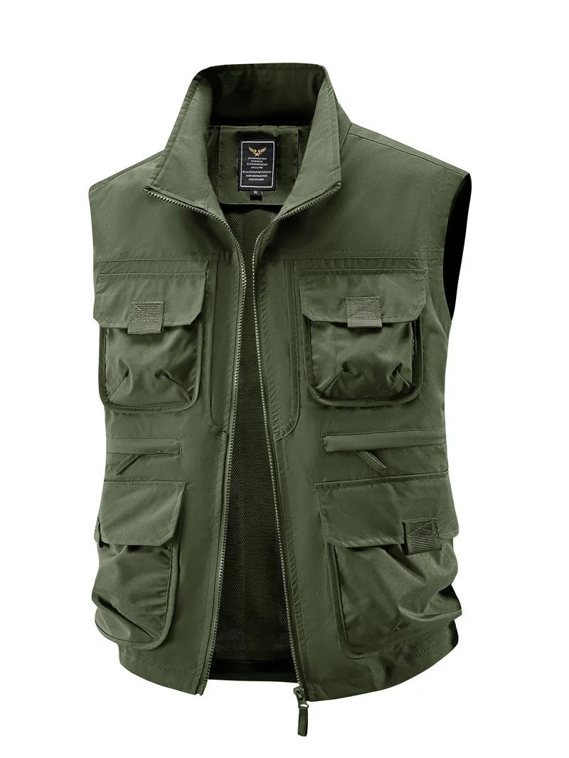 Outdoor Cycling Mountain Climbing Fishing Hiking Fashionable Tourism Camping Solid Color Versatile Casual Workwear, Loose Vest