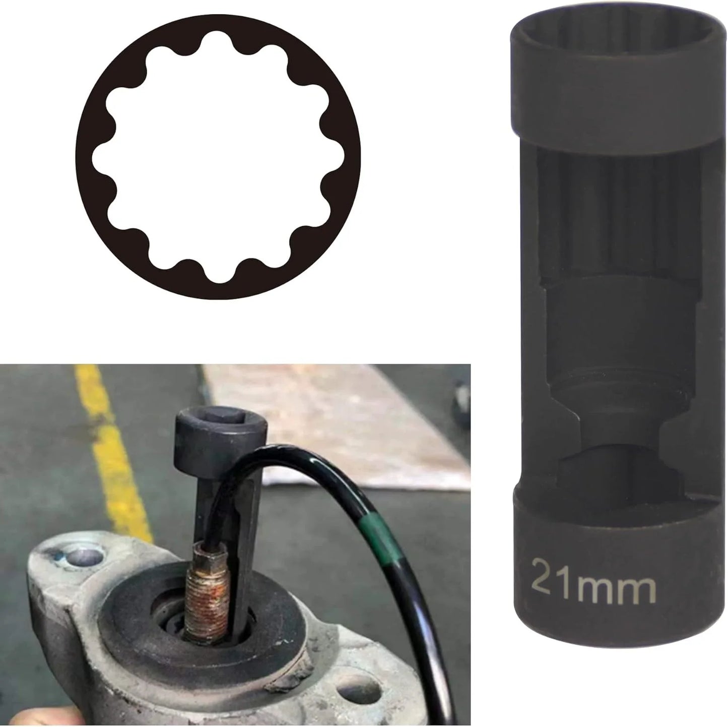 Automotive 1/2 Inch Drive 12 Point Suspension Strut Socket Tool 16-24mm Shock Absorber Nut Remover for Car Auto Repair Hand Tool