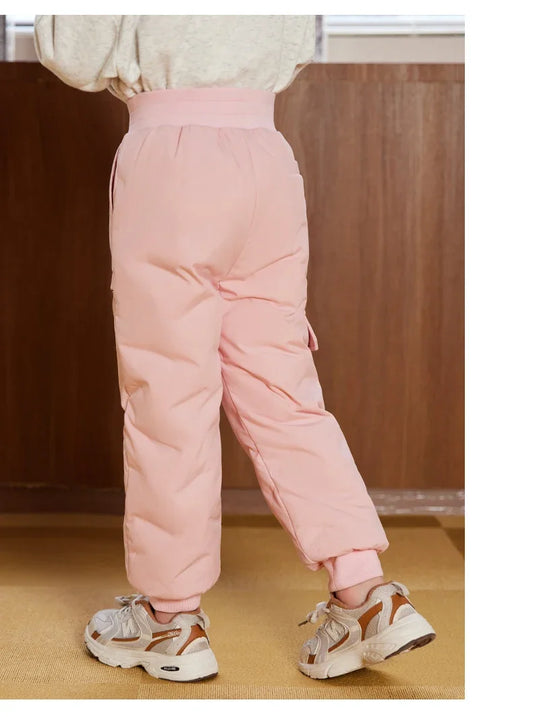90% White Duck Down Kids Pants 2024 Winter Boys and Girls Thick Padded Trousers Children Warm Thermal Wind-Proof Sweatpants