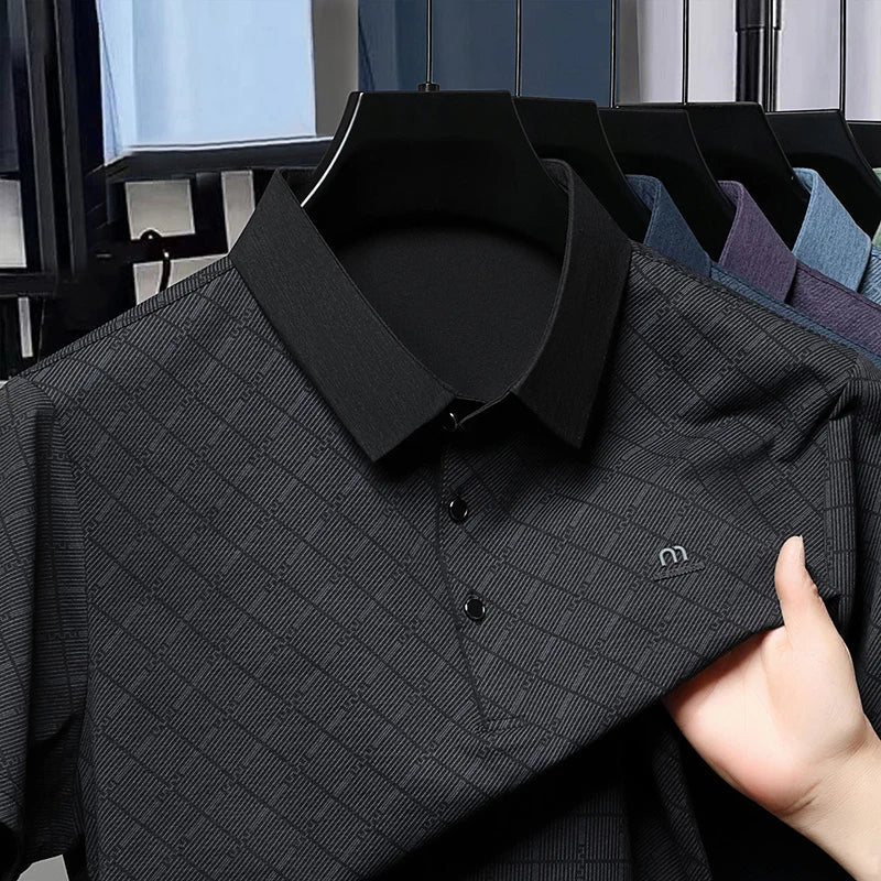 New Fashion Men's Short Sleeve Polo Shirt Summer Business Casual Cool Skin-Friendly Breathable T-Shirt for Men