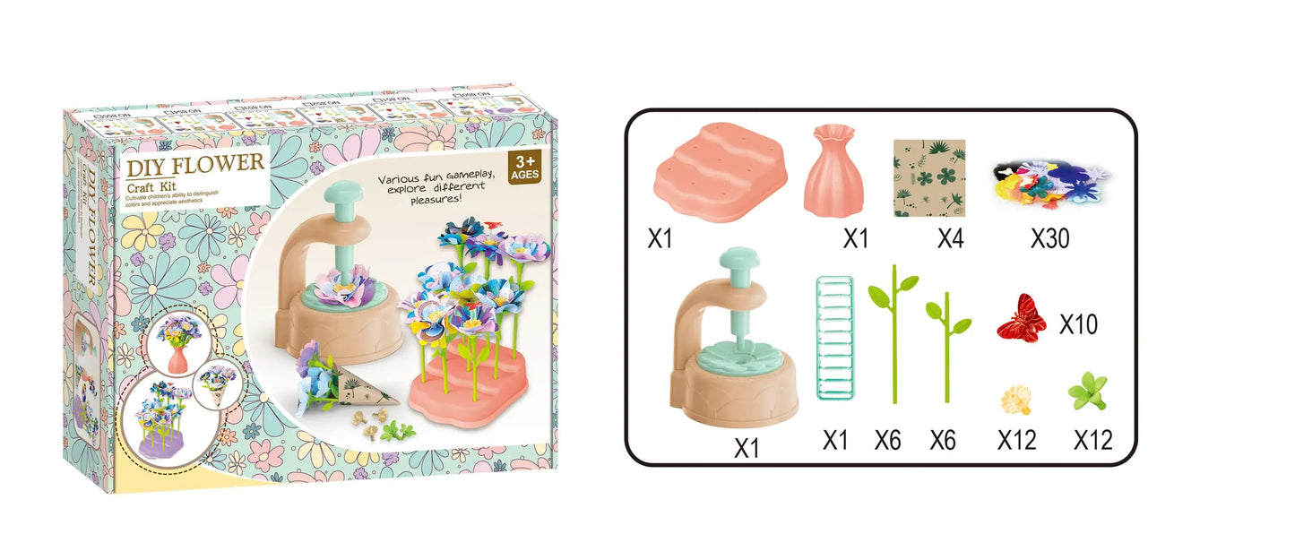 Kids Flower Craft Kit with Press Machine Art Craft Toys for Children Gift