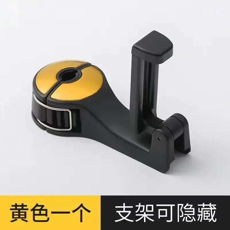 Multi-functional 2 In 1 Car Hook Hidden Multifunctional Rear Headrest Hook Car Rear Phone Holder Lock Type Mobile Phone Holder