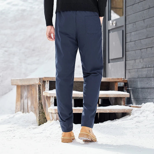 Sell Well 90% Goose Down Trousers for Men 2025 Winter Thermal Elastic Waist Outdoor Pants Male Straight Trousers Warm Down Pant