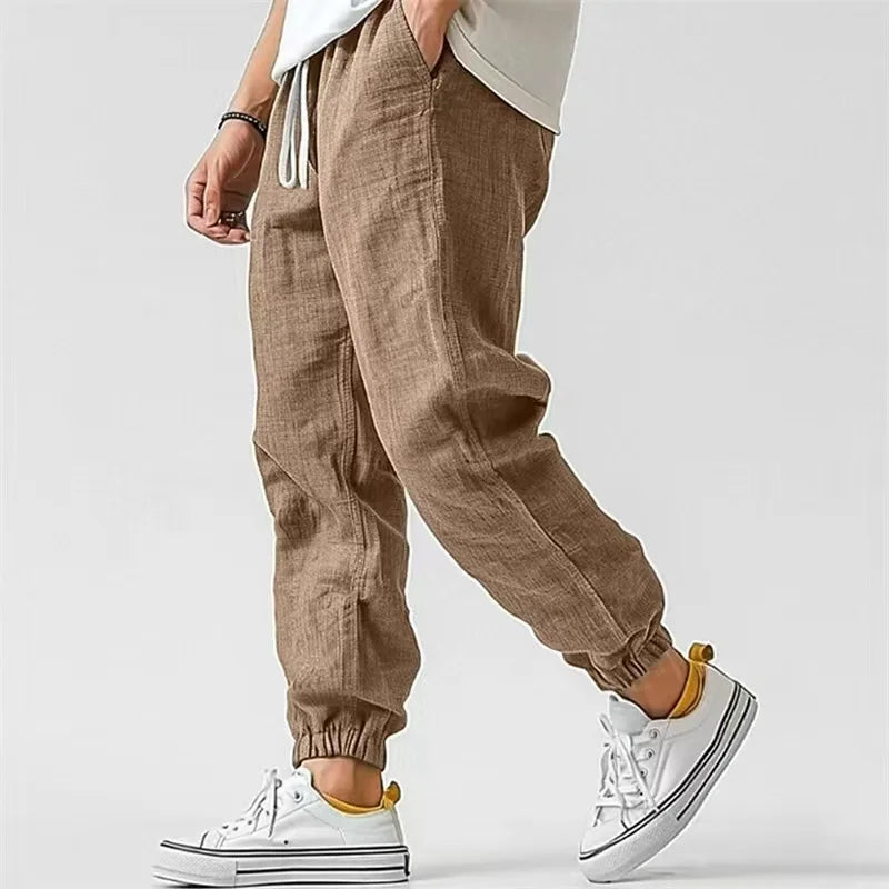 Harem Pants Cotton Linen Yoga Trousers Men Solid Color Sweatpants Joggers Sport Male Casual Gym Man Hiking Baggy Work Pants