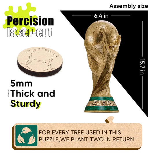 FIFA Official 2026 USA Mexico Canada World Cup Trophy Wooden Puzzle Laser Cut 3D Puzzle Home Decor Football Fans Souvenir Gifts