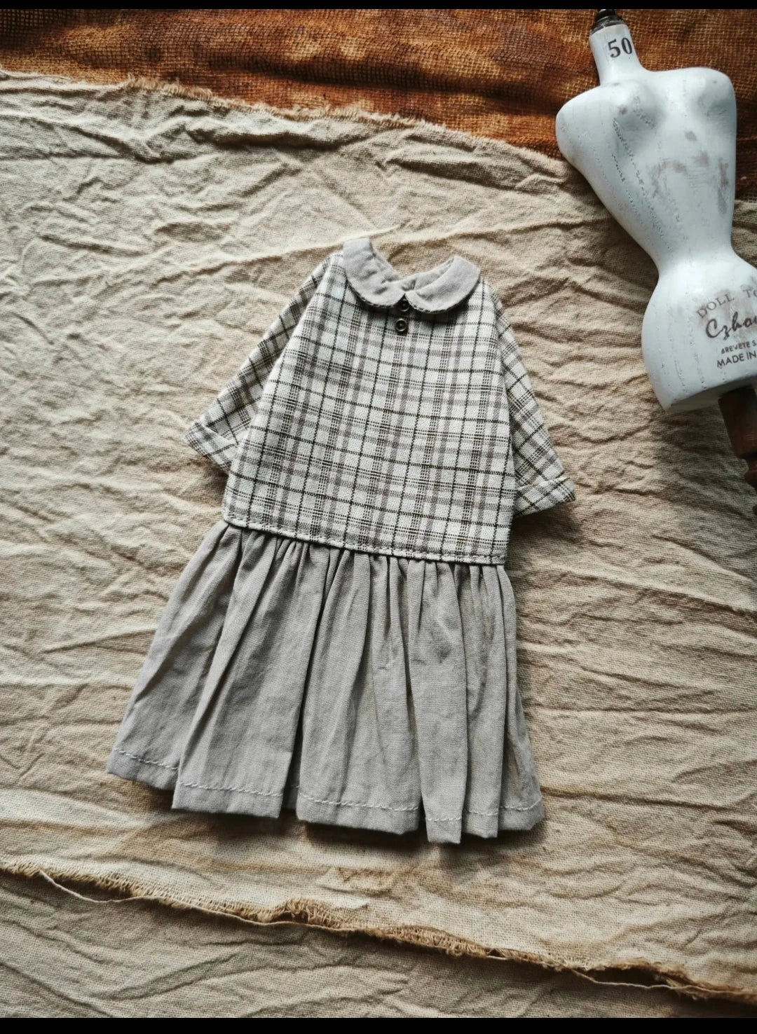Dula Doll Clothes for Josh Blythe Landoudou Landazz Ob24 Ob22 Licca 1/6 Doll Plaid Blouse Dress