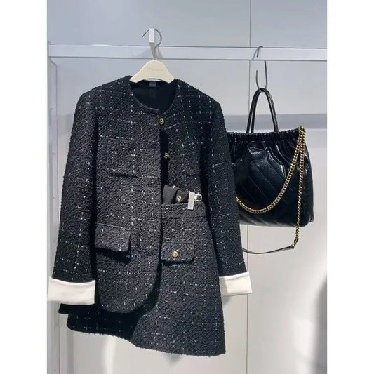 Korean Style Autumn Winter New Ladylike Outerwear Skirt Set Women's Fashion Two-Piece Suit Casual Style Versatile Audience