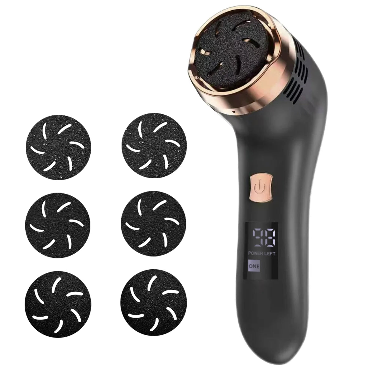 Rechargeable Foot Callus Remover Electric Pedicure Tool with Vacuum 6 Replaceable Heads USB Charging