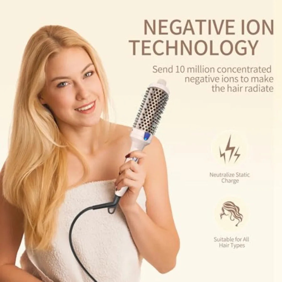 KandK 7 Volumizing Brush Heated Curling Ceramic Tourmaline Ionic Curling Iron Quick Heating Makes Hair Silky Smooth Dual Voltag