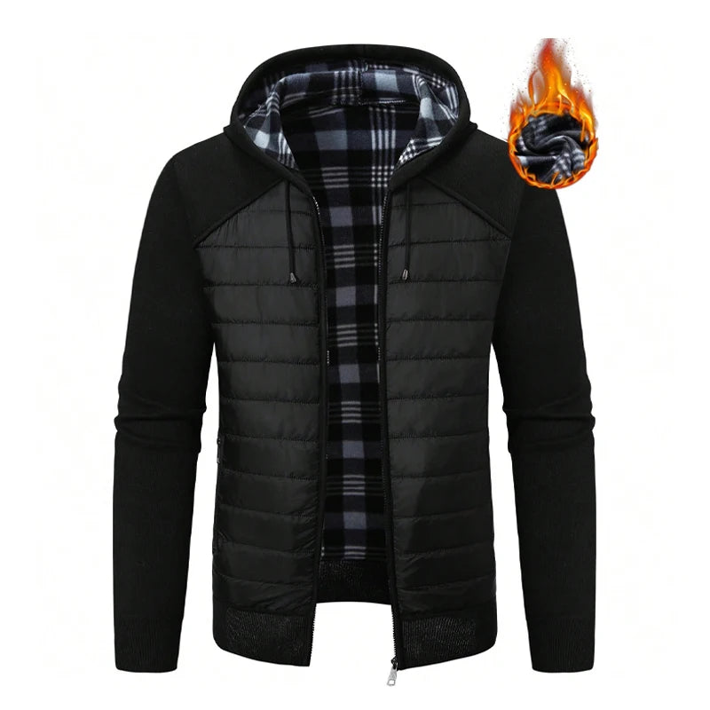 Big Size Men's Casual Full Zip Sweaters Knitted Cardigan with Pockets Windproof Autumn Winter Male Clothing