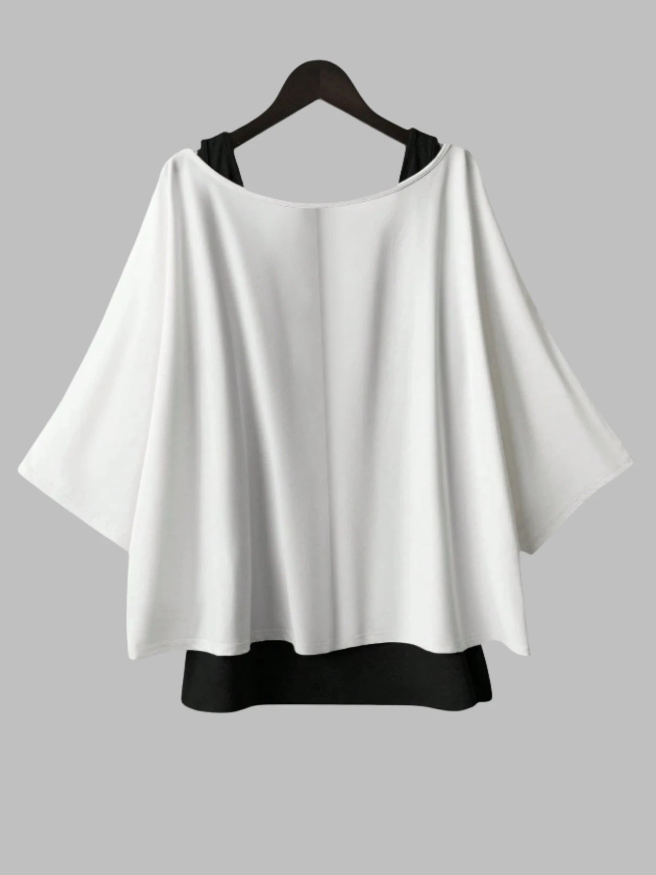 Plus Size Women's Batwing Sleeve Tops Loose Fit Layered Look Blouse with Built-in Inner Tank