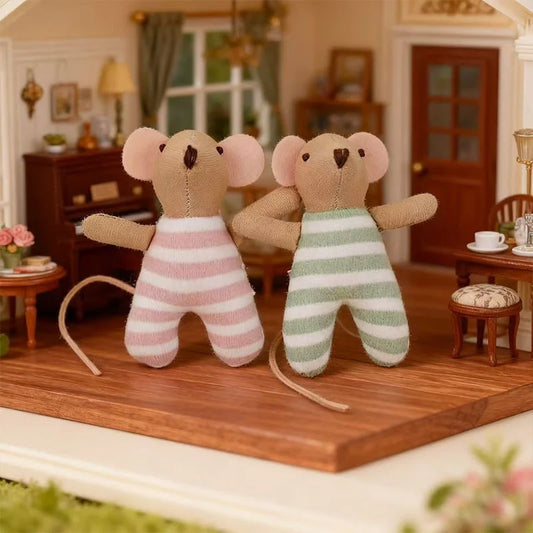 2/3 Pcs, 15/9.5 Cm Tall Interchangeable Mouse Dolls for Dollhouse Miniature Scene Decoration, Christmas and New Year Gifts