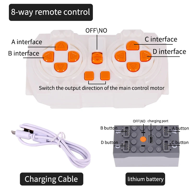 MOC High-Tech Power Functions Servo Motor Polarity Switch Light Set IR Speed Remote Control Receiver Battery Box DIY toys