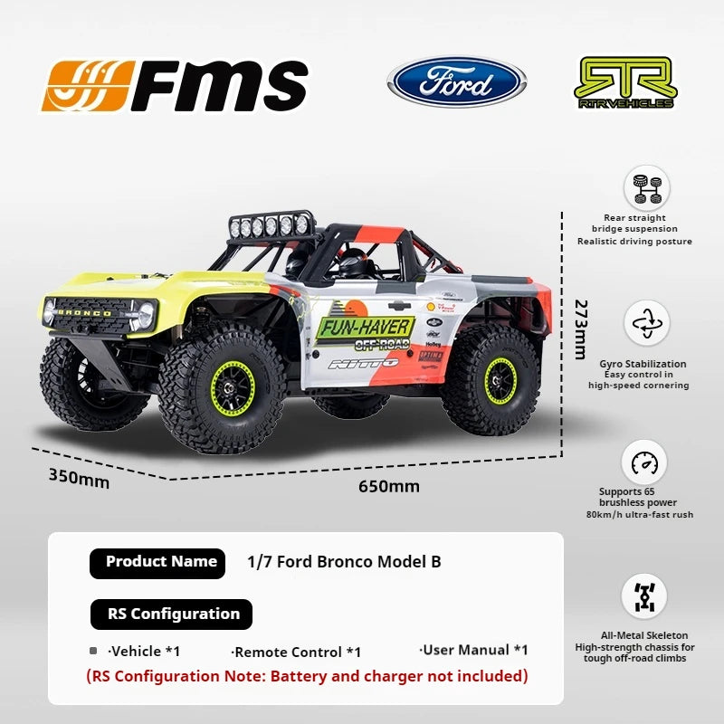 FMS 1/7 Liema Professional Brushless High-Speed Violent Four-Wheel Drive Racing Short Card Off-Road RC Remote Control Car Model