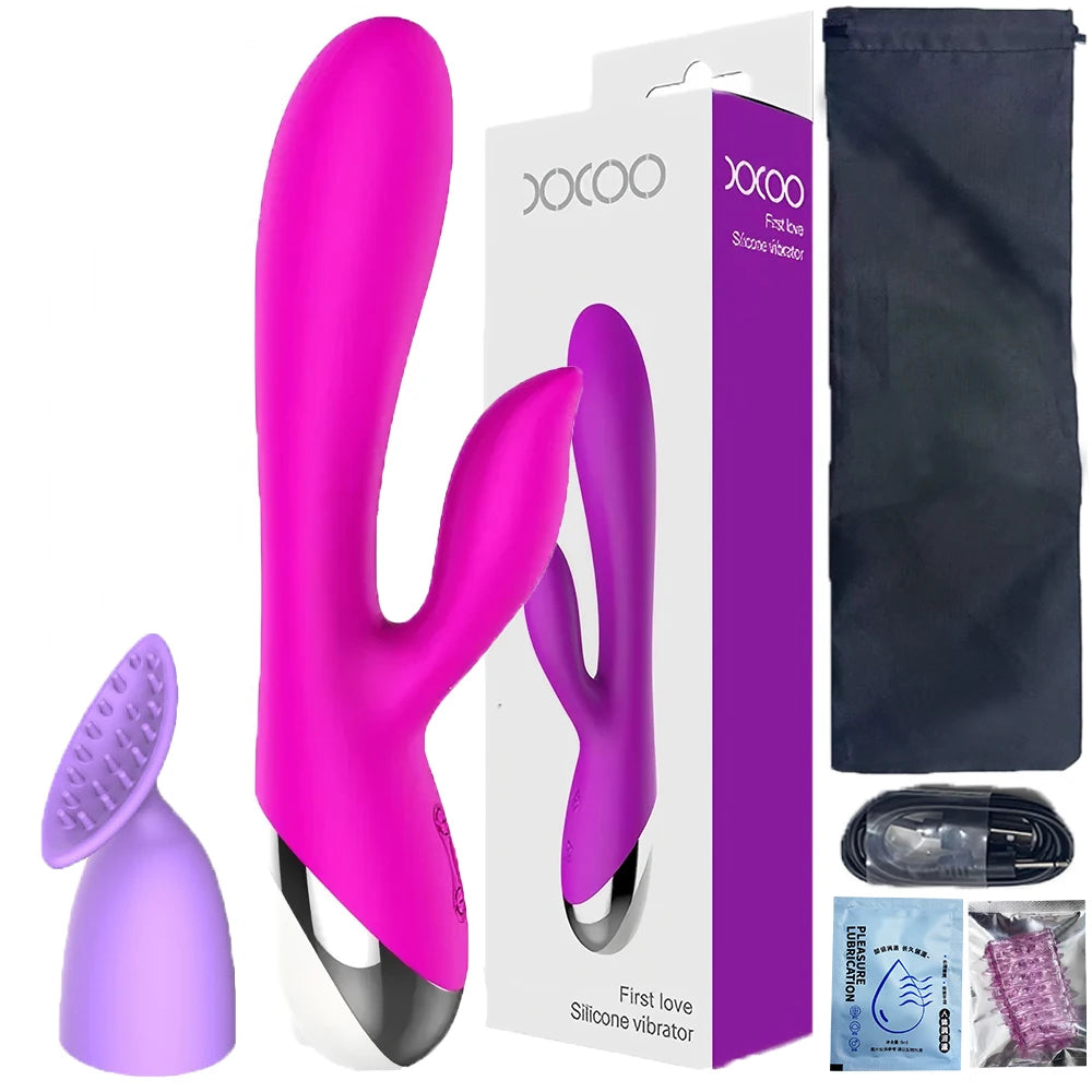 Rabbit Vibrator for Women USB Rechargeable G Spot Dildo Vibrator Clitoris Stimulator Dual Stimulation Female Masturbator SexToy