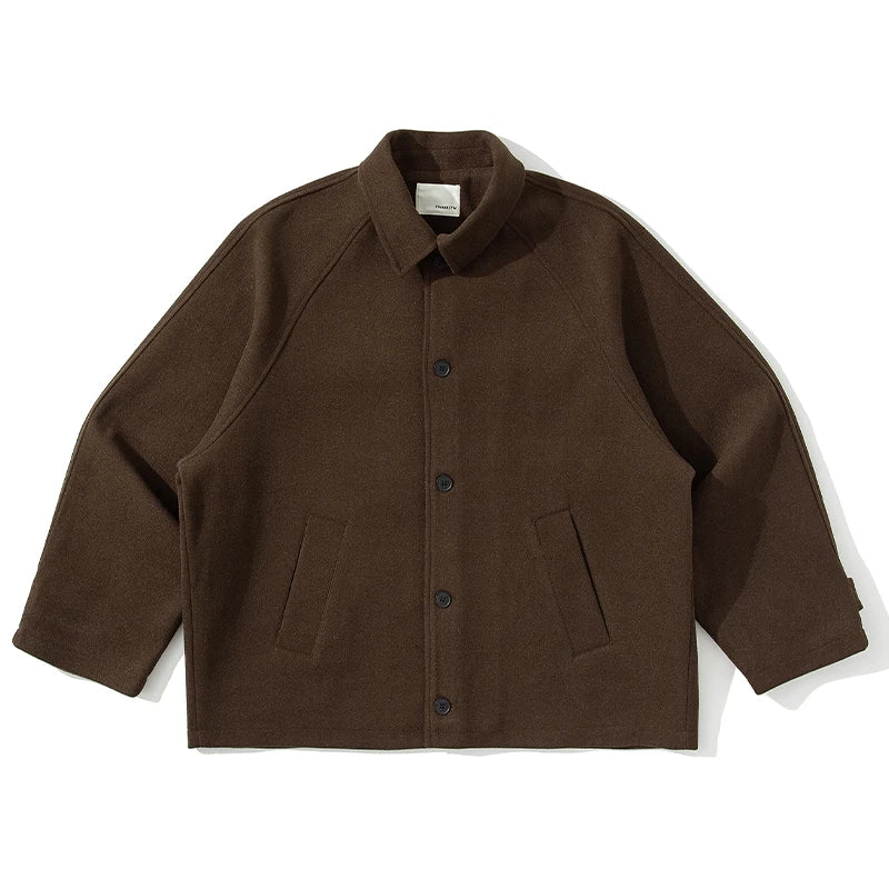 American Retro Loose Men's Woolen Jacket Thickened Casual Short Cotton Coat for Autumn Winter Versatile Warm Flannel Coat