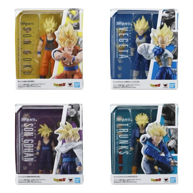 HBandai Genuine Dragon Ball SHF Mini Gashapon 5cm Set Goku/Vegeta/Trunks Anime Figures Desktop Collectible Toys Boy Gifts