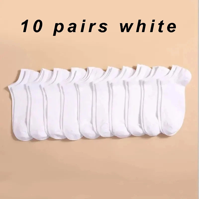20/10/5 Pairs Women/Men Boat Socks Black White Grey Cotton Summer No-show Ankle Socks Solid Color Casual Breathable