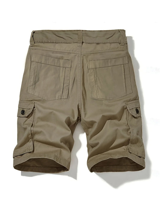Men's Cargo Shorts 3D Plaid Print Multi-functional Utility Pockets Non-stretch Fabric Zipper Closure Outdoor Survival Style