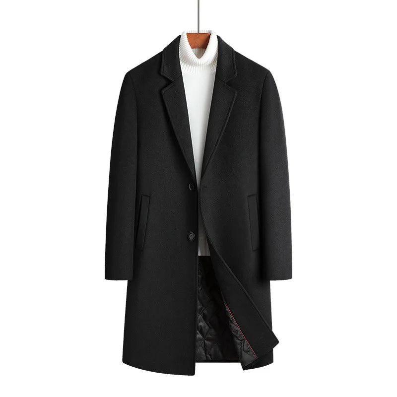 Long Jacket Men Clothing Men's Autumn Trench Coat Warm Woolen Overcoat Male Winter Men's Wear Woollen Coat Male Warm Mens New