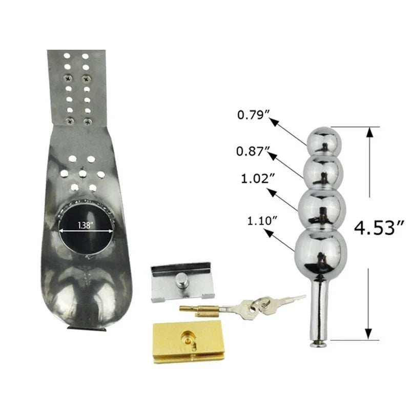 Male Chastity Device Waist Belt Stainless Steel Cock Cage Anal Butt Plug Penis Bondage Kit Erotic Urethral Lock Sex Toys for Men