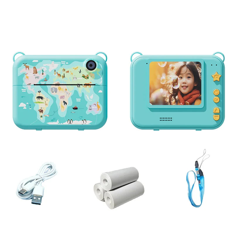 Kids Instant Print Camera 1080p High-Definition Dual Camera 1500 mAh High-Capacity Battery, 10x Zoom, Gift for 4+ Year-Old Kids