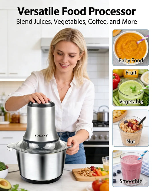 800W 3L Electric Meat Grinder Multifunction Food Processor Stainless Steel Kitchen Grinder Vegetable Chopper Slicer Machine Home