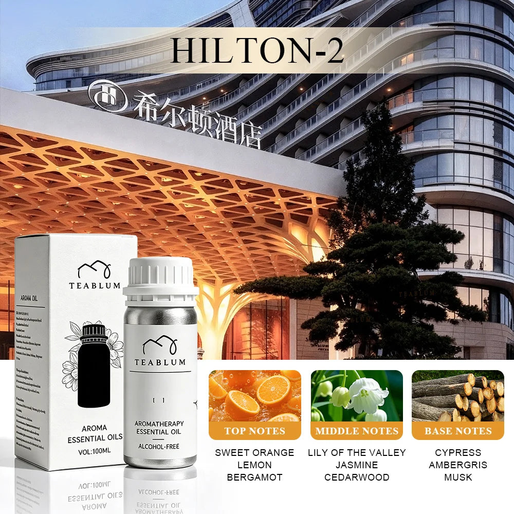 TEABLUM 100ML Aromatic Hotel Essential Oil Hotels Home Air Freshener Pure Plant Essential Oil Alcohol Free for Electric Diffuser