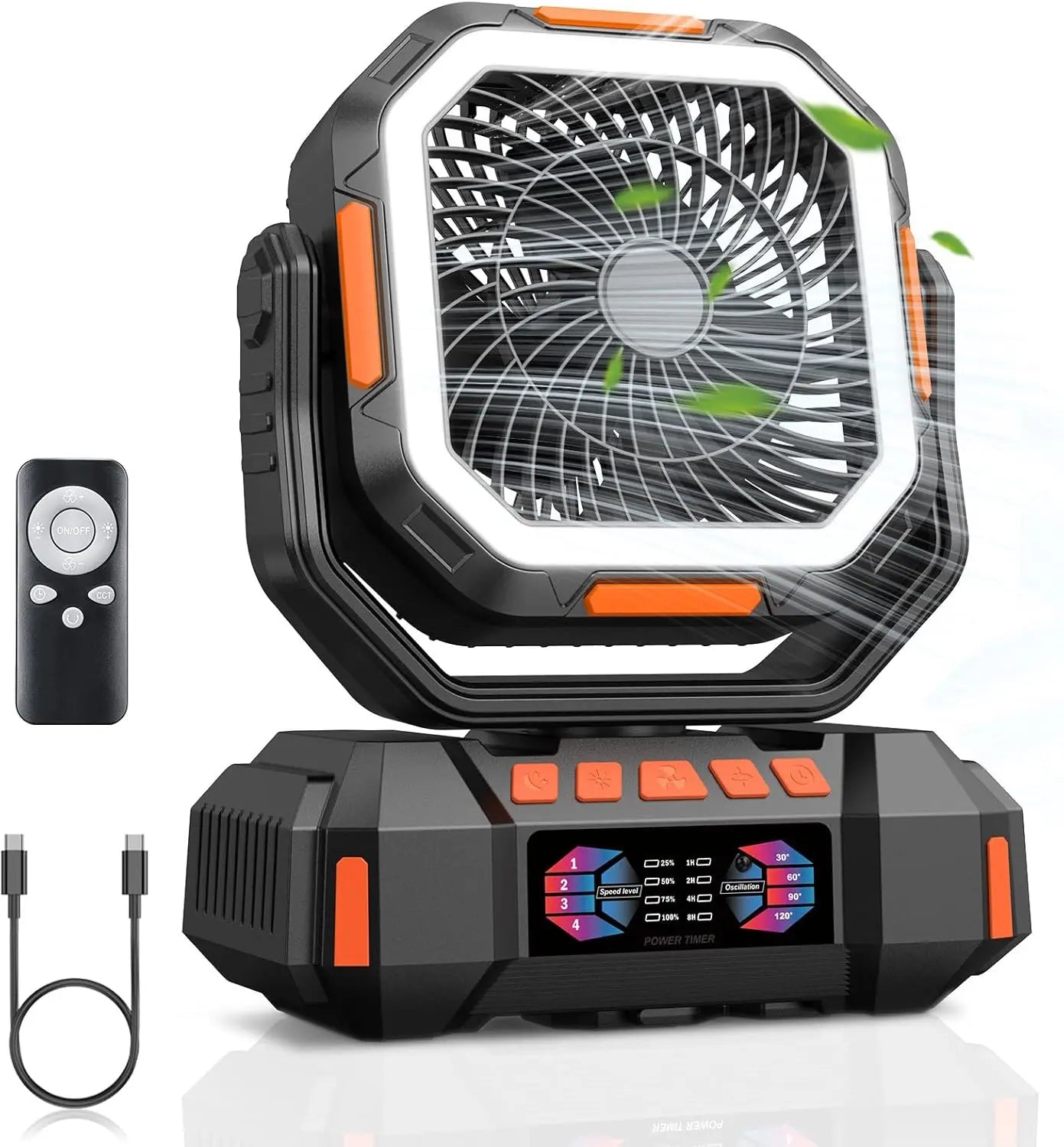 Camping Fan 40000mAh Battery Powered Fan Rechargeable 4 Speeds with LED Lantern - Hanging Portable Outdoor cold fan Tent Fans