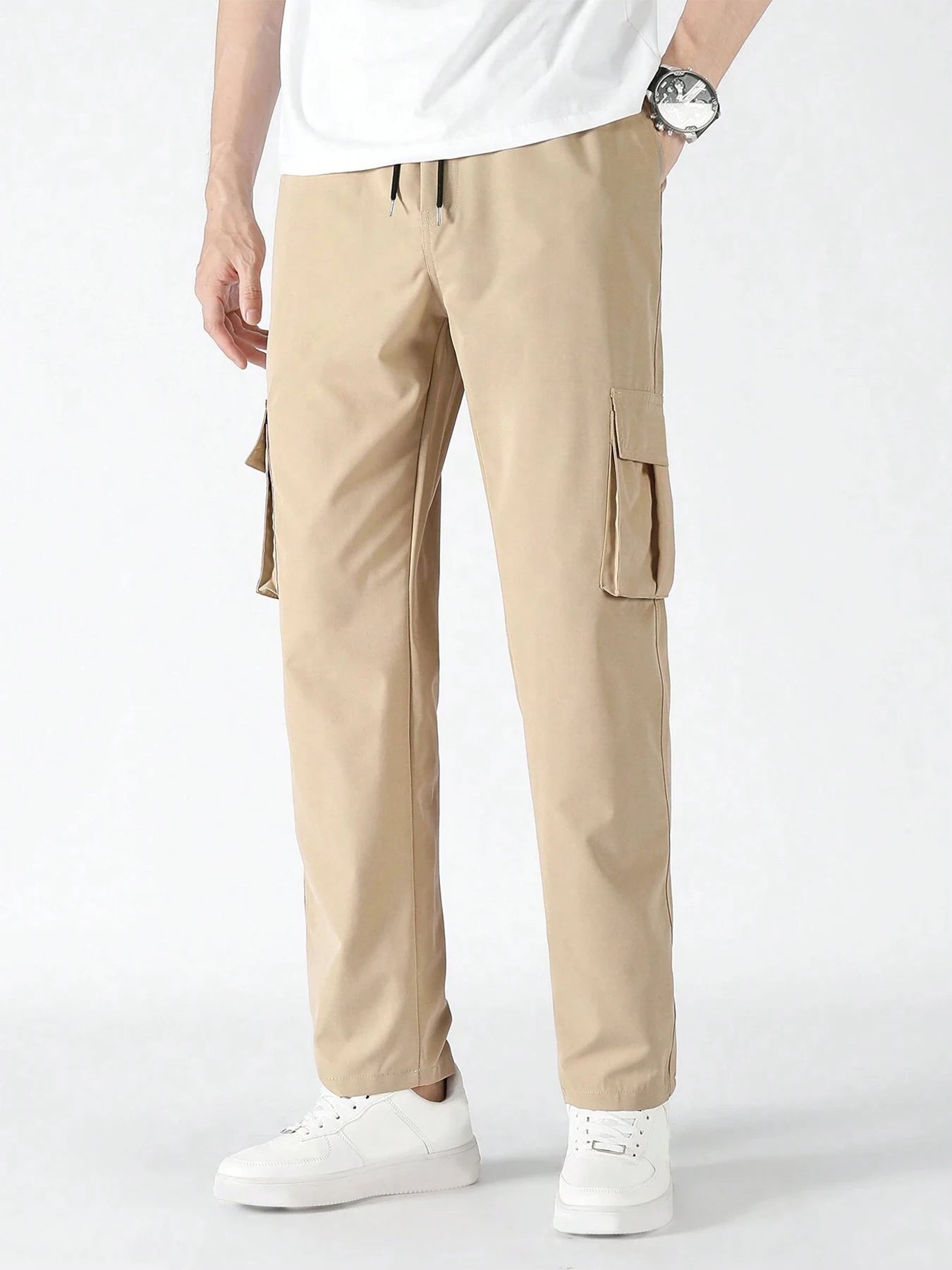 Men's Autumn Winter Workwear Casual Trousers Straight Loose Multi-Pocket Trendy Brand Long Pants Fashionable