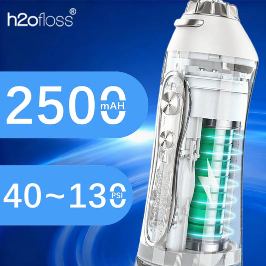 H2ofloss Cordless Water Flosser 140PSI 5 Modes 5 Tips 300ml 2500mAh USB Rechargeable Portable Oral Irrigator for Teeth Cleaning