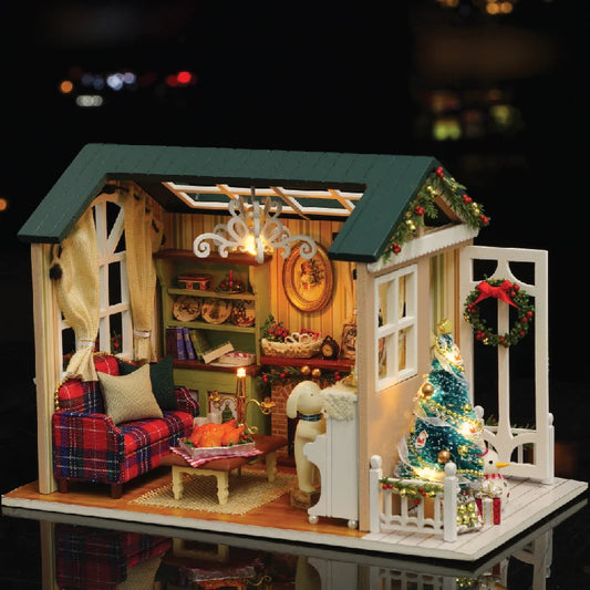 Mini Wooden Holiday Times Doll House Model Building Kits Toy Home Kit Creative Room Bedroom Decoration Furniture For Gifts