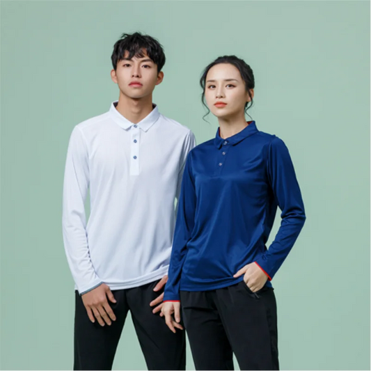 Quick Dry Long Sleeve Polo Custom Logo High Quality Lapel Sports Polo Shirt Embroidery Design Company Team Shirt Printing Image