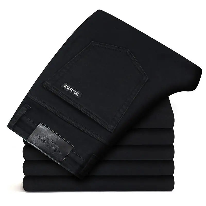 Men Stretch All Black Colors Trousers Brand Clothing New Fashion Casual Denim Pants Male Quality