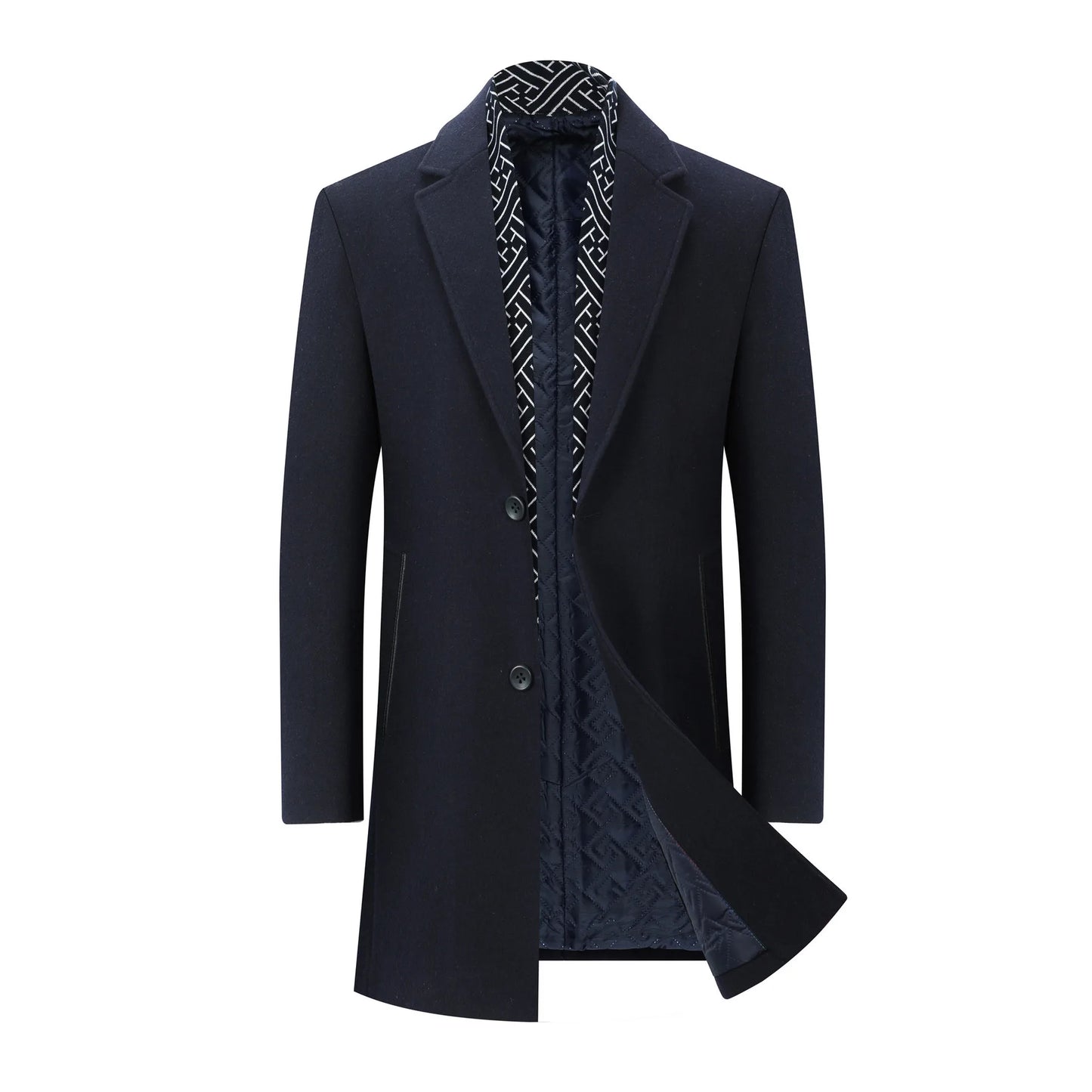 2026 Spring Man Trench Coat Turn Down Collar Striped Patchwork Male Overcoat Mid Length Single-breasted Business Men Outerwear