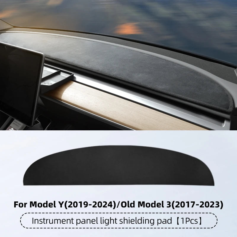 For Tesla Model Y Juniper Suede Leather Dashmat Model 3 Highland Car Dashboard Cover Pad Dash Mat SunShade Carpet Accessories